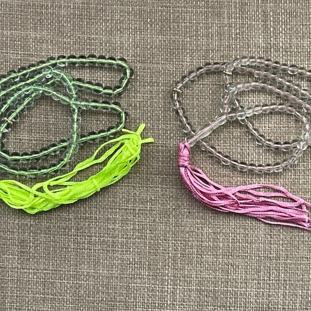 Prayer Beads Tasbeeh Lot of 2 Plastic Tasbeh Pink and Green Beads